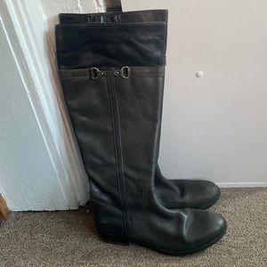 Clarks black leather knee high boots. Womens size 9.5.